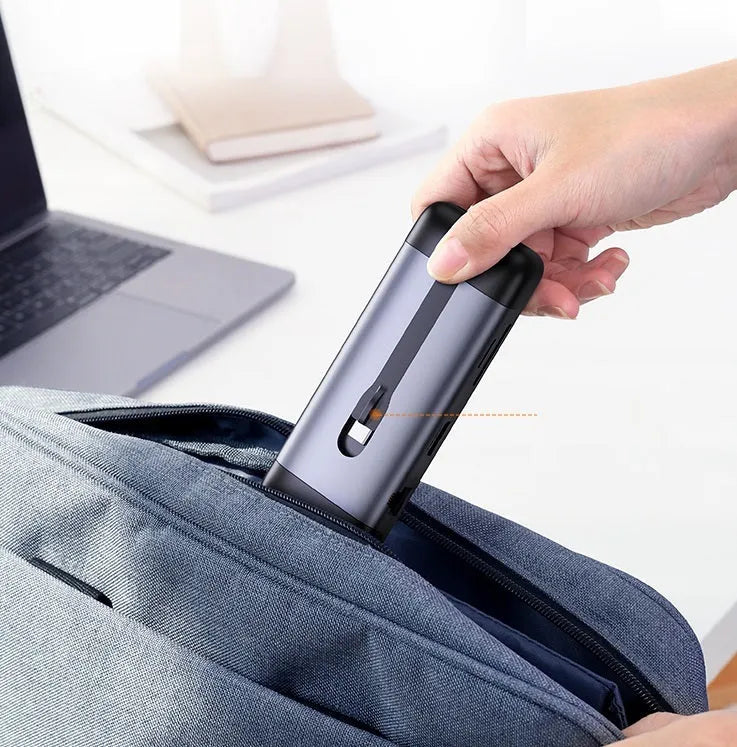 USB-C docking station adapter with multiple ports including HDMI, USB 3.0, and network interface on 0.09m cable