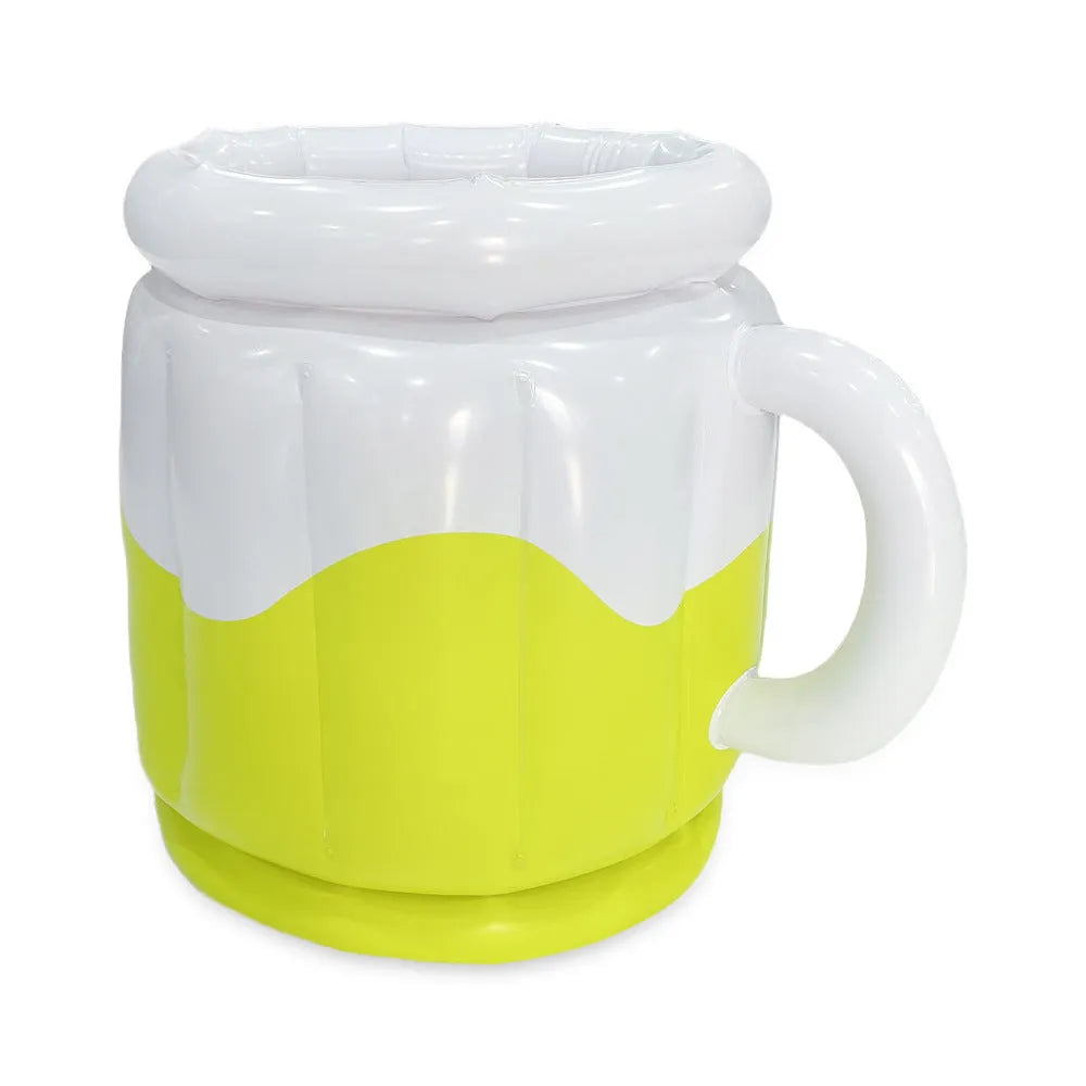 Bright yellow PVC inflatable ice bucket for outdoor parties and camping use