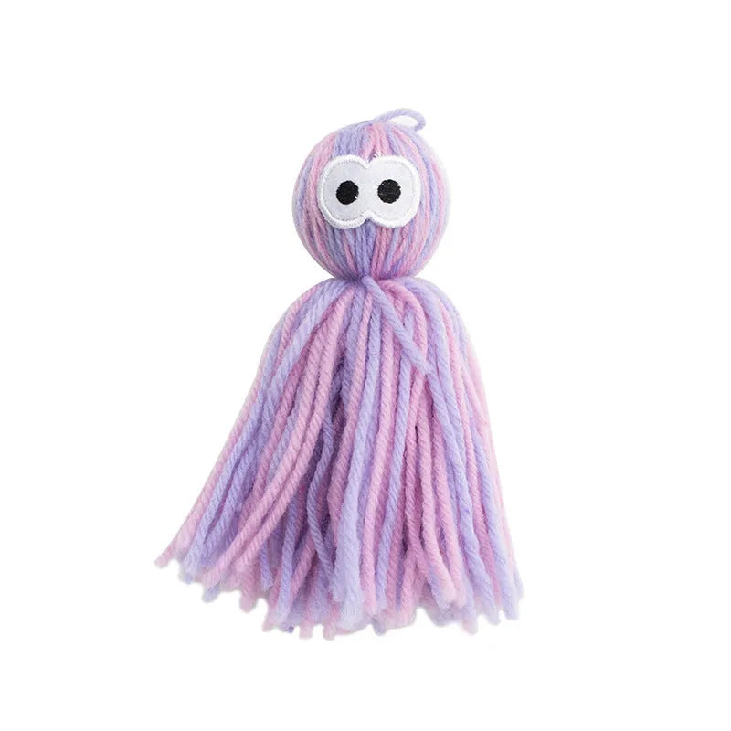 Interactive cat toy with wool ball, bite-resistant ball, and teaser stick measuring 10cm by 13cm