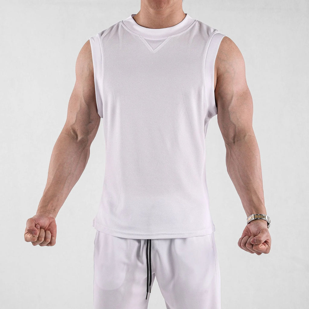 Men's loose fit summer sports vest in black chemical fibre blend fabric
