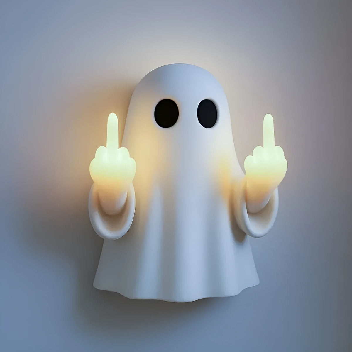 White plastic ghost statue night lamp for Halloween decoration on shelf
