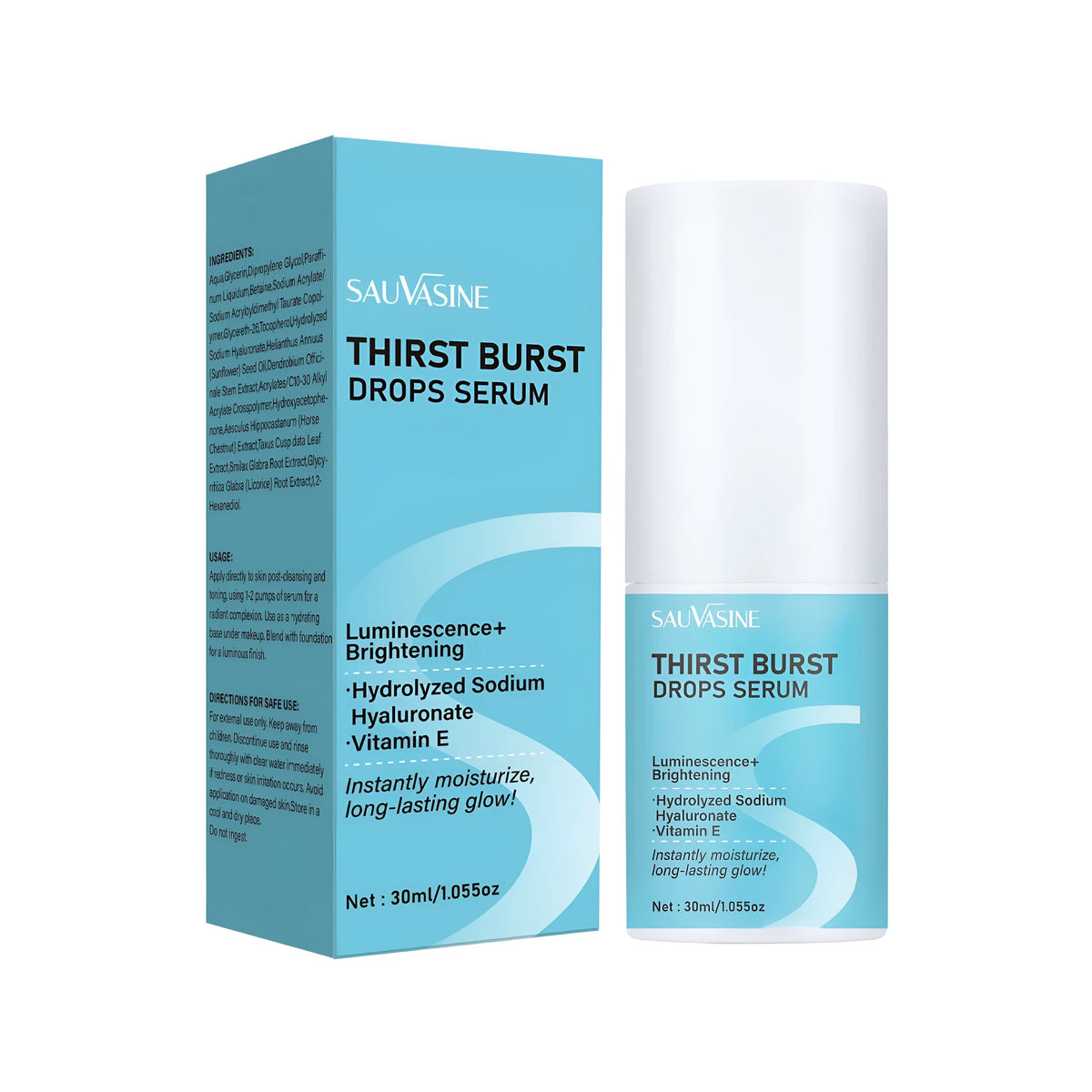 30ml bottle of Thirst Relieving Drops SWX250 contact lens care solution for moisturising and skin softening.