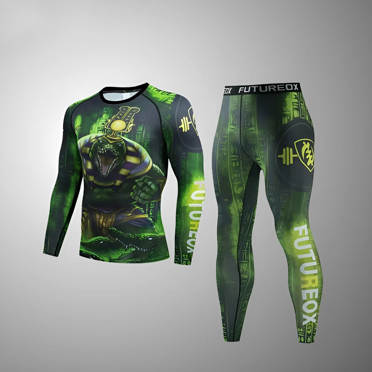 Men's slim-fit ZF016 stretch polyester sports suit top and trousers for running and gym