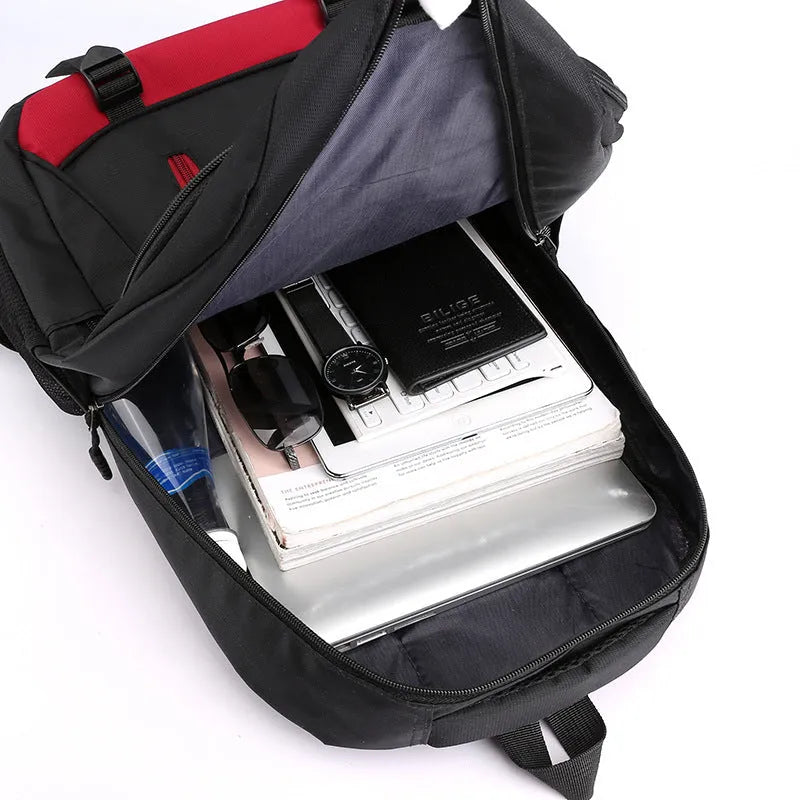 Nylon school backpack in urban simplicity style with airpillow straps and waterproof function