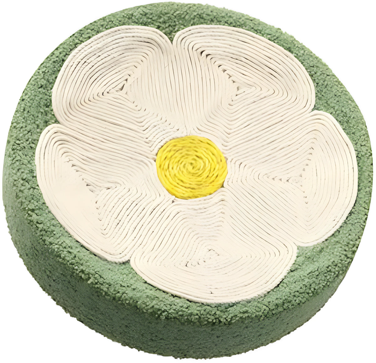 Green sisal cat scratcher bowl lounge bed with round deep bowl shape measuring 39cm diameter