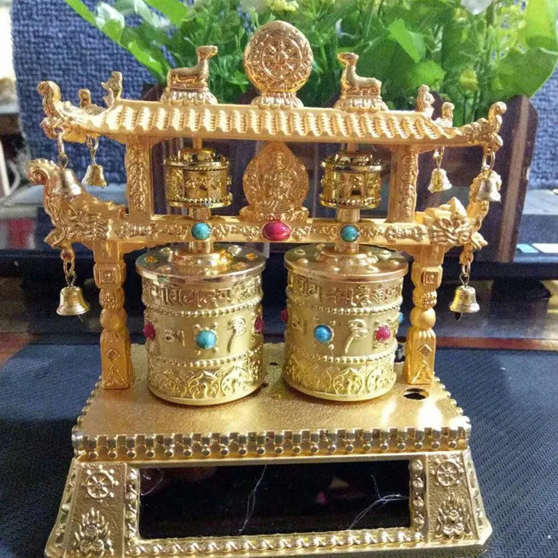 Car electric alloy prayer wheel decorative accessory with traditional Chinese style and rotary wheel