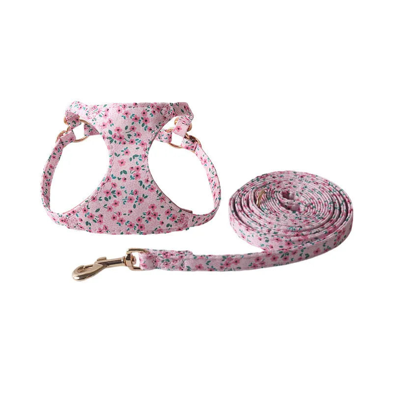 Floral series pet harness suit with hand holding rope in multiple colour options