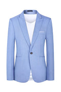 Men's light blue Western style two-piece suit jacket and trousers for smart casual spring summer wear