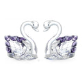 White crystal swan desktop decoration in red, blue, pink, or purple.