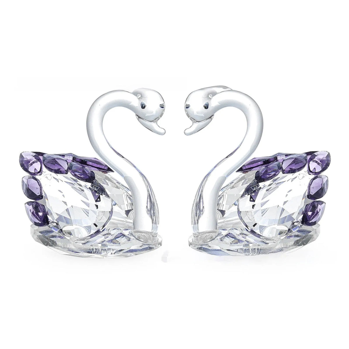 White crystal swan desktop decoration in red, blue, pink, or purple.