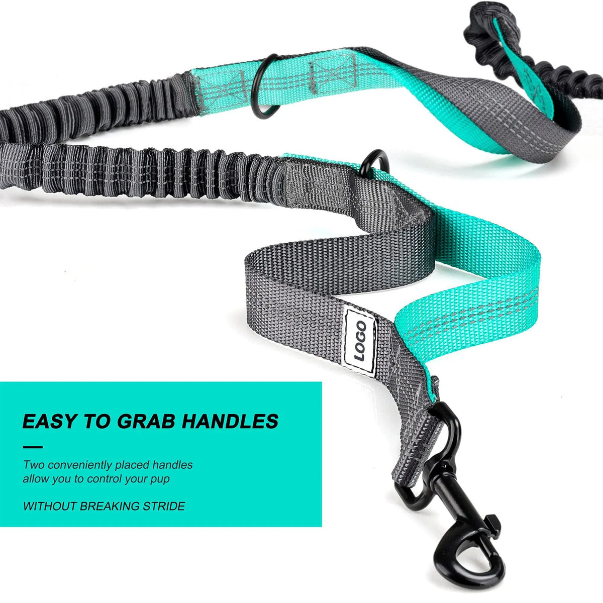 Black outdoor dog walking set with nylon waist bag and adjustable leash for pet training