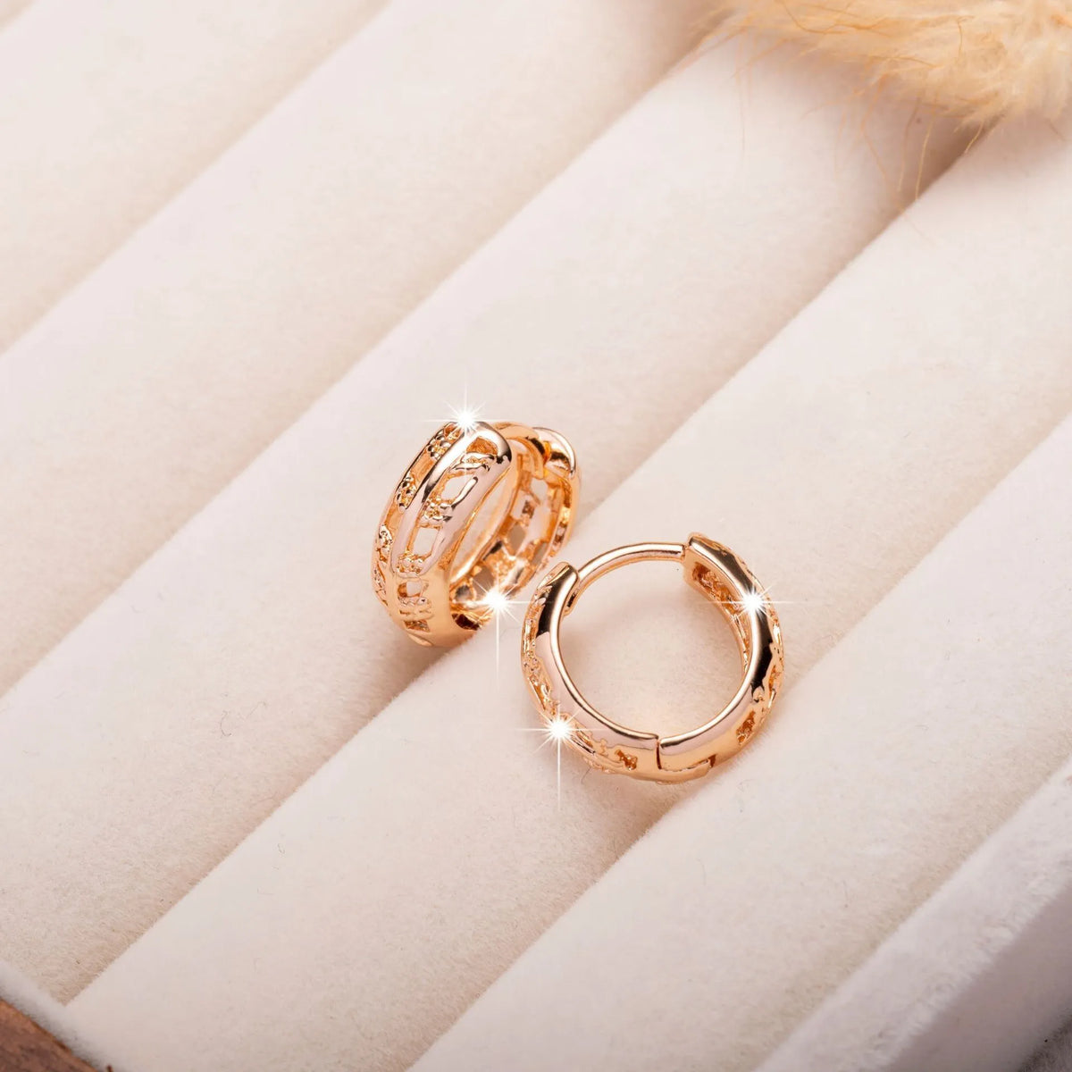 Rose gold hollowed leaf copper earrings with heart and leaf shapes