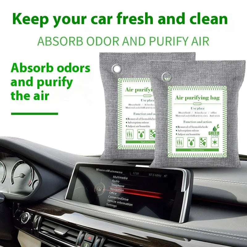 Bamboo charcoal wrapped activated carbon bags for formaldehyde removal in 100g, 200g and 500g sewing styles