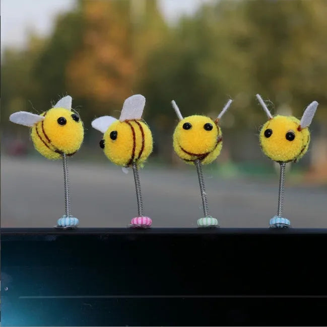 Small soft fur ball Little Bee car decoration measuring 3cm
