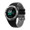GPS smart watch with silicone sports bracelet in blue colour on wrist showing time display