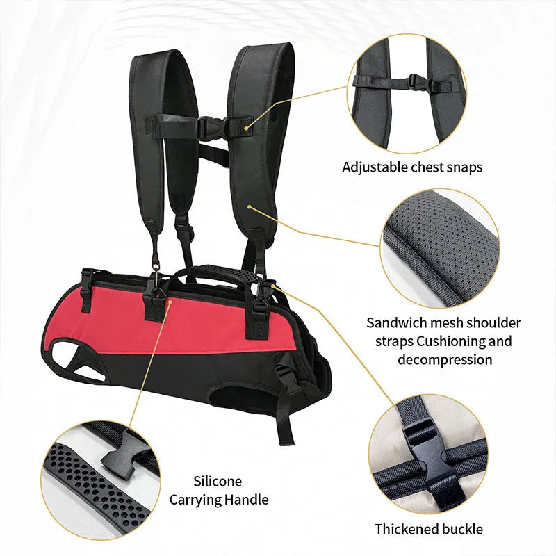 Multifunctional airborne outdoor walking stretcher pet backpack in oxford cloth with 50-litre capacity