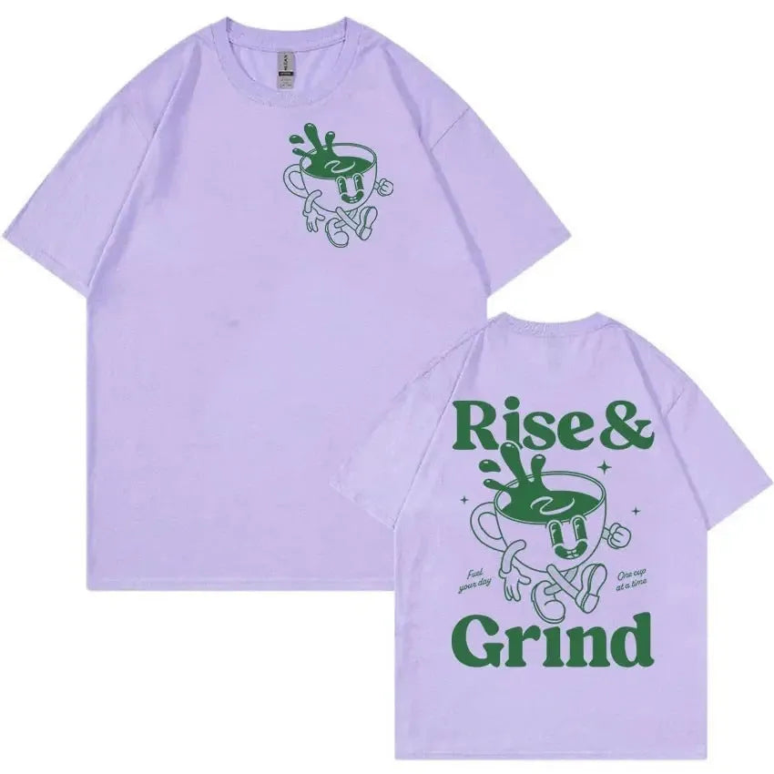 Linen loose fit T-shirt with cartoon graphic print in multiple colour options