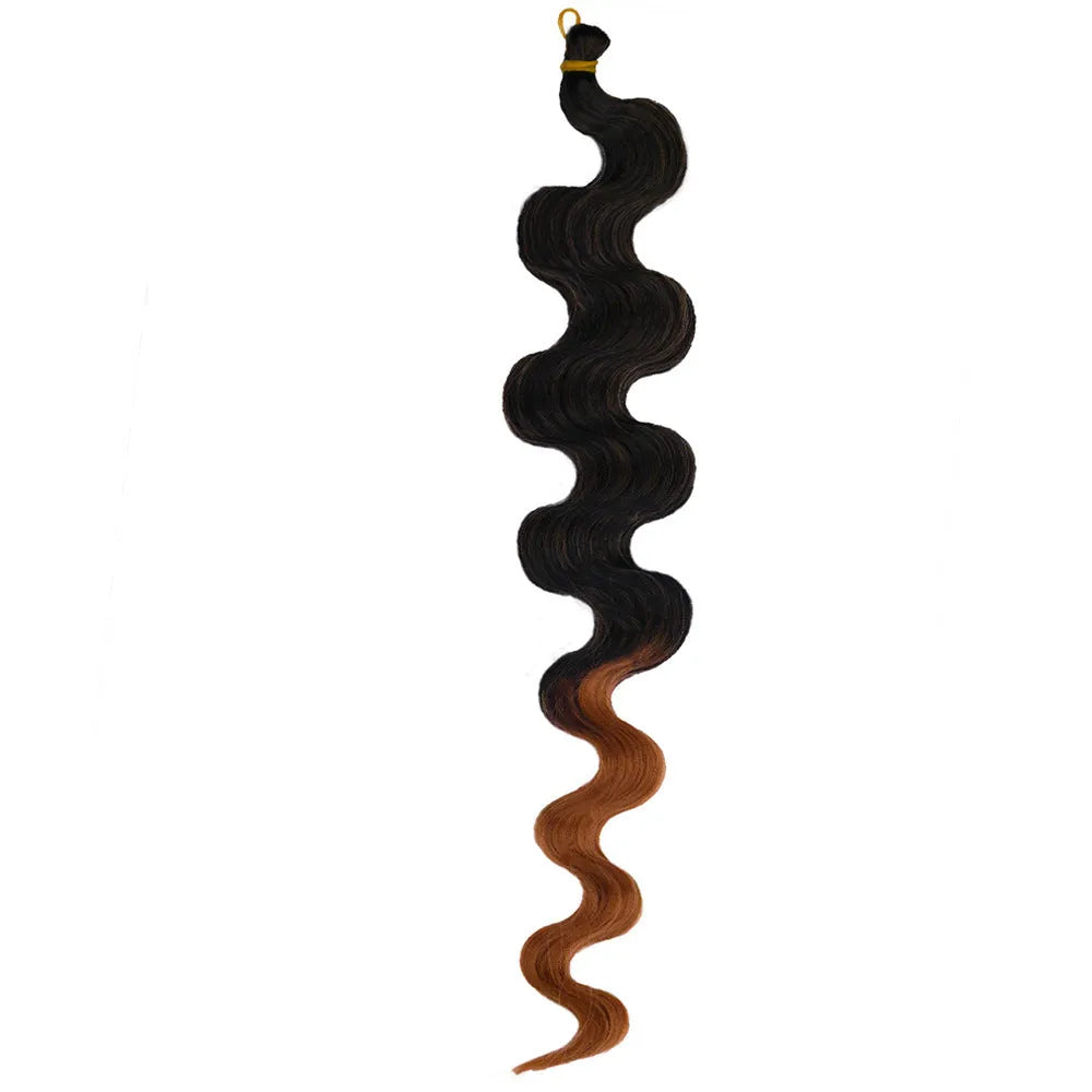 Wine red big wave chemical fibre wig measuring 24 inches long with crochet hair extension