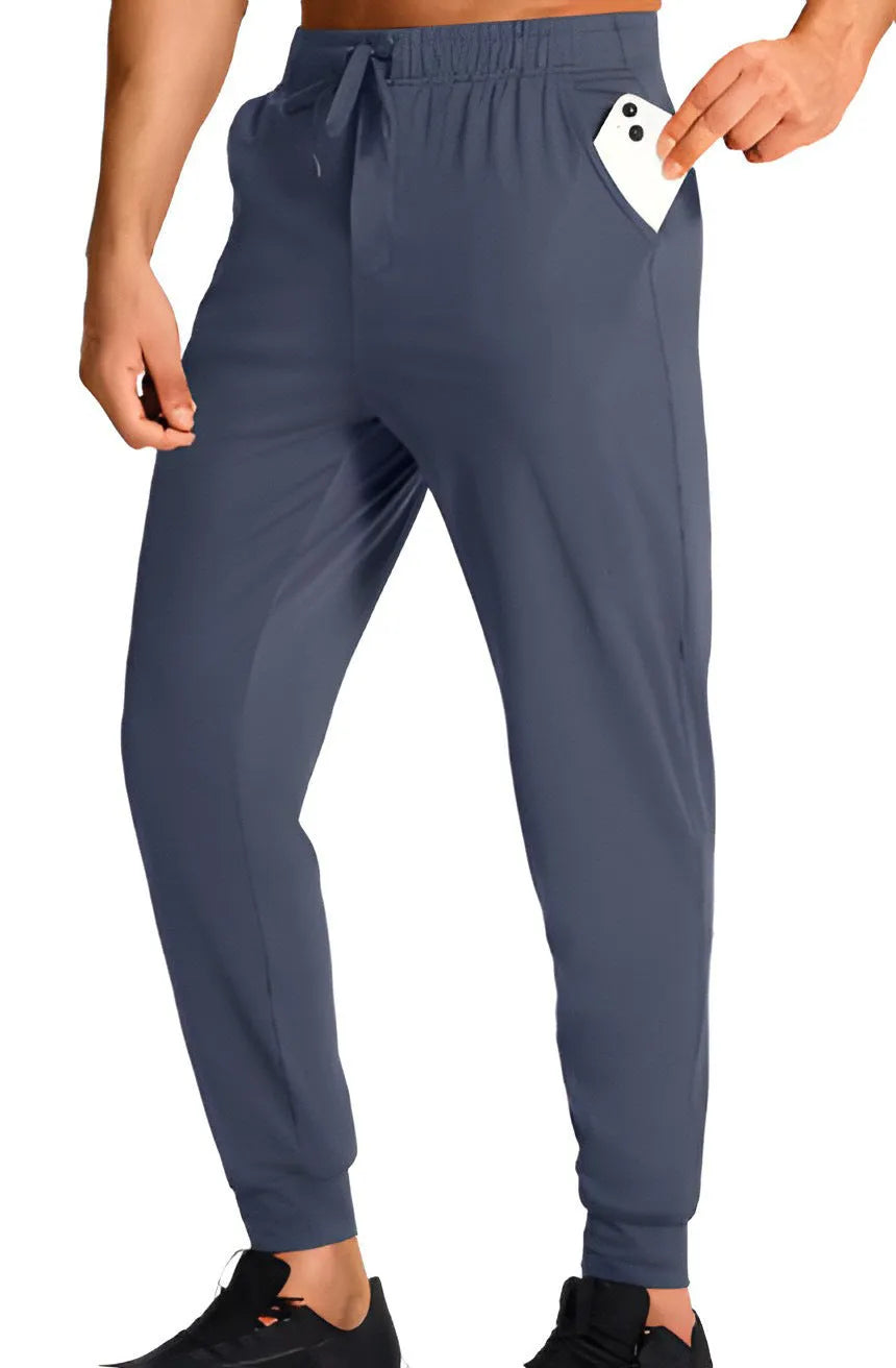 Men's loose casual polyester work trousers in solid colour available in sizes XS to 4XL for leisure wear