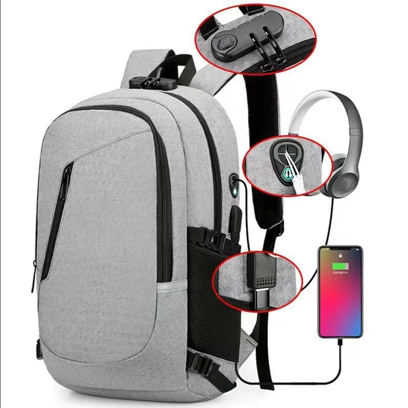 Oxford cloth computer backpack with 20-35L capacity in blue colour option