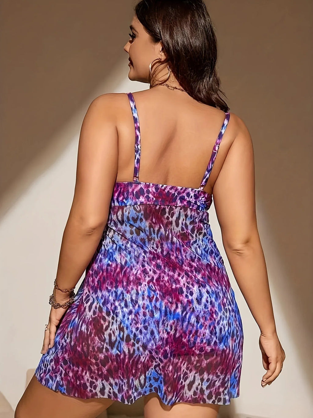 Plus size women's skirt split bikini swimsuit in polyester fabric available in multiple colours and sizes