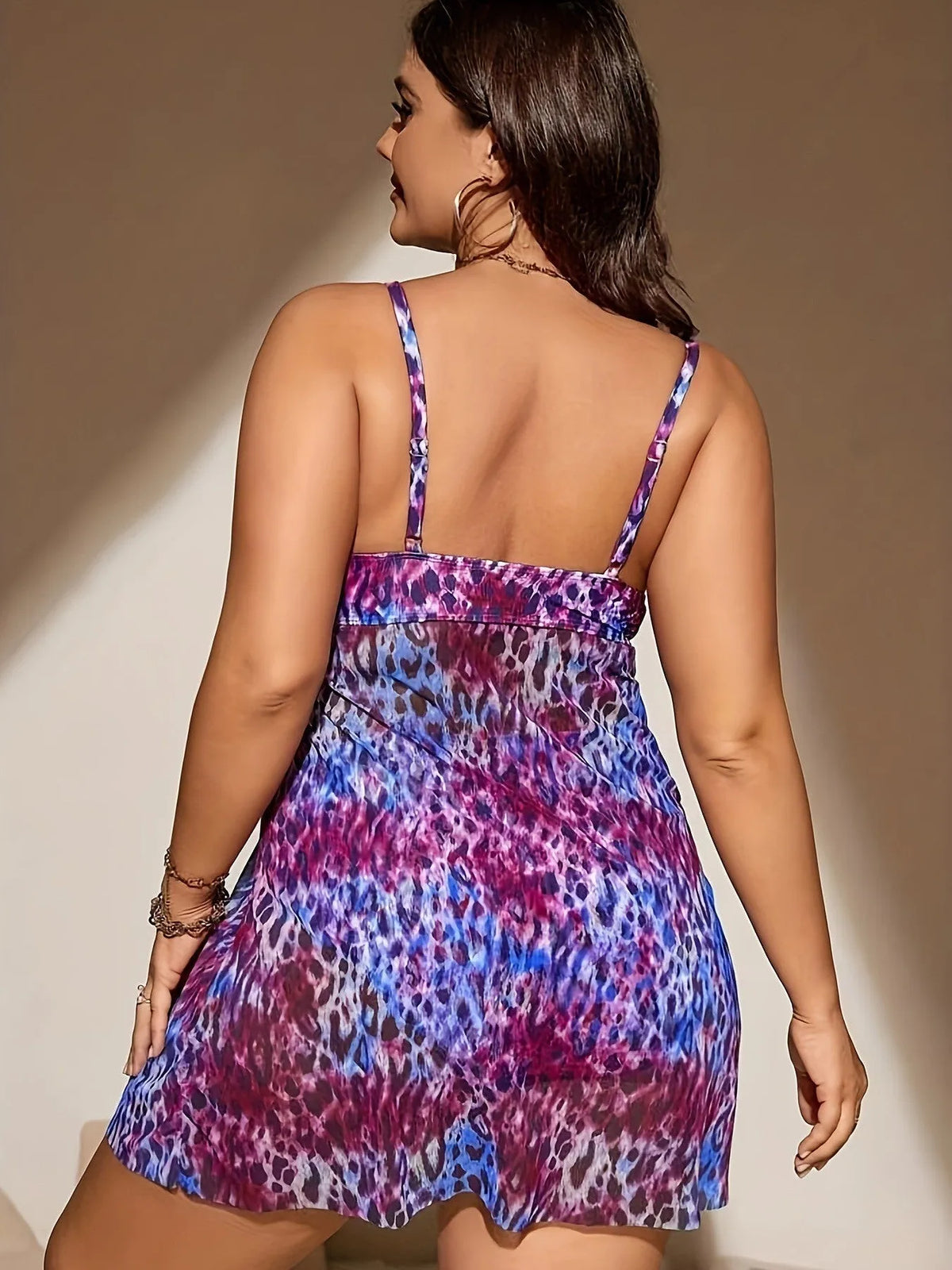 Plus size women's skirt split bikini swimsuit in polyester fabric available in multiple colours and sizes
