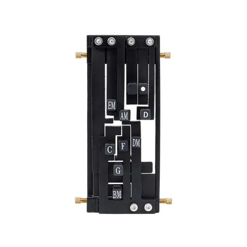 Black automatic guitar chord device for novice folk guitar playing and singing practice