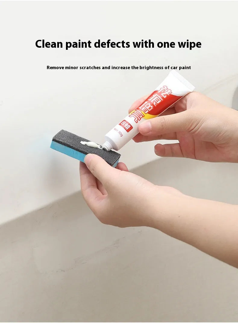 Car repair wax kit with scratch removal compound, brightening compound, and abrasive sponge mop