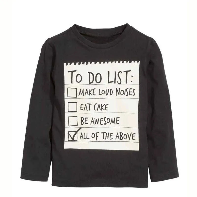 Boys' casual cotton clothing set with long-sleeved letter print T-shirt and matching pants.