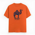 Orange cotton short sleeve t-shirt with round neck and straight cut design