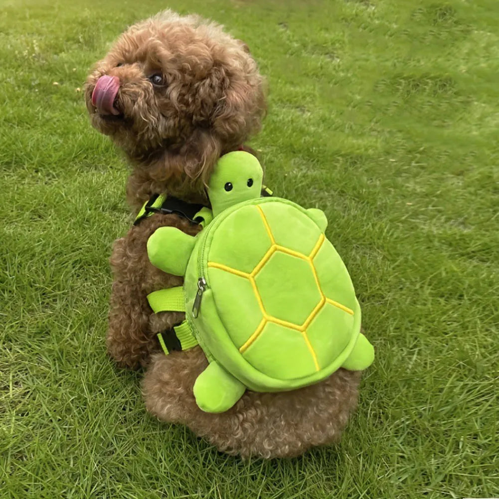 Cartoon turtle shape dog backpack harness with no-pull vest and metal zipper in various colours