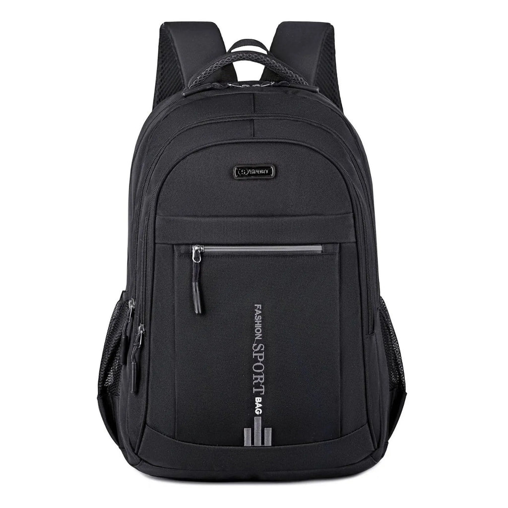 Oxford cloth capacity backpack with airpillow straps in blue colour showing sewing line detailing