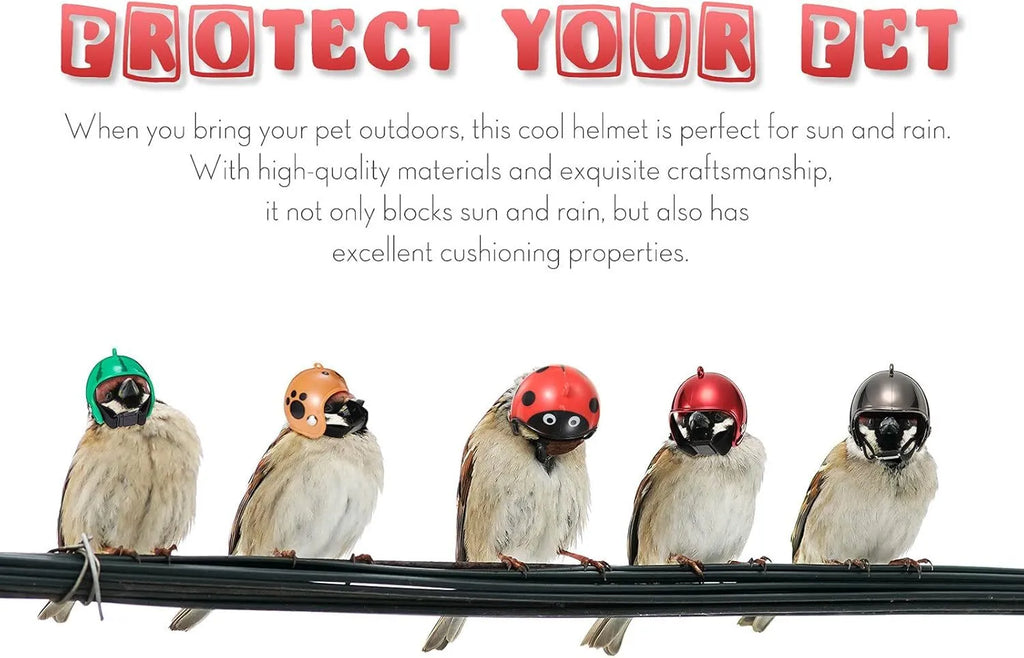 Adjustable hard plastic chicken helmet for small birds with elastic bands and sponge lining