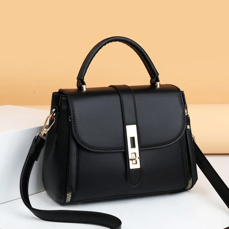 Women's soft PU leather shoulder bag in square vertical messenger style with single strap