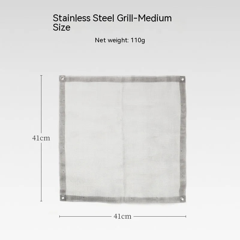 Stainless steel barbecue grill net in silver finish showing cooking surface and construction