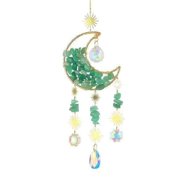 K9 crystal moon pendant car accessory in blue, green, pink, purple, or white colour options