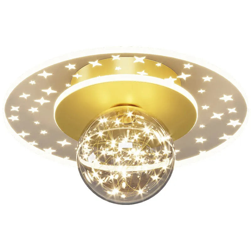 Modern ceiling lamp for corridors in black finish, showing integrated LED light source.