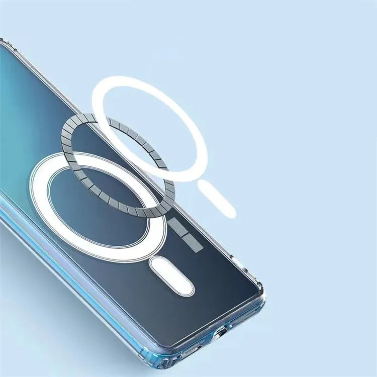 Transparent MagSafe magnetic phone case for Samsung Galaxy smartphones on wireless charger