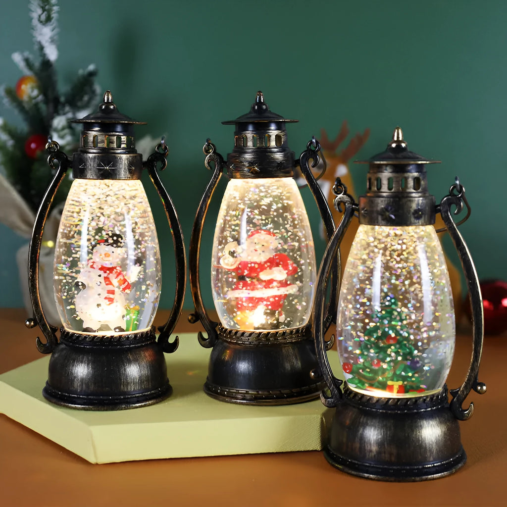 Crystal ball LED oil lamp Christmas decoration in snowman or elderly figure style