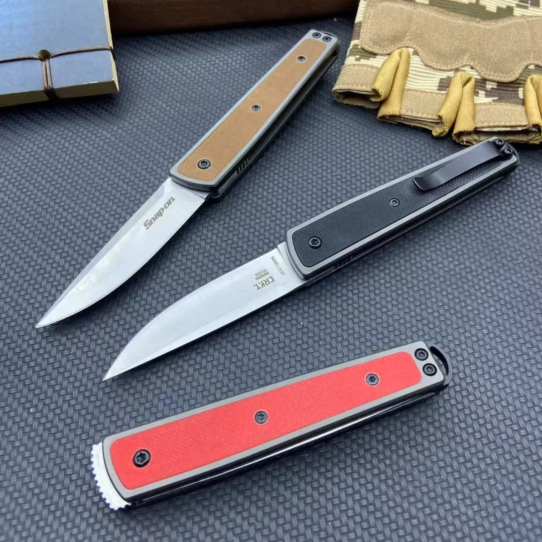 Folding fruit knife with 7cm blade in black, coffee, or red colour options
