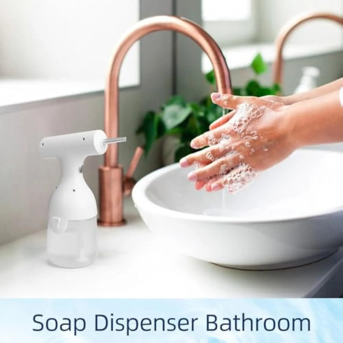 White electric foam soap dispenser with two nozzles and USB cable for rechargeable pet and home cleaning.