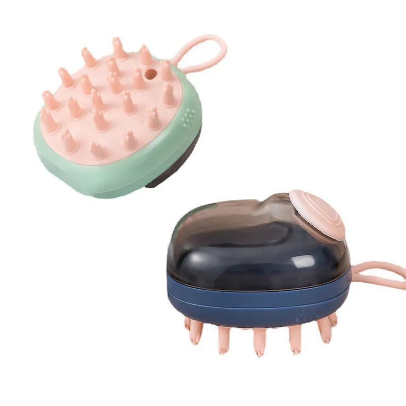 2 in 1 pet bathing brush with shampoo dispenser, food-grade silicone head, blue or green, 85g