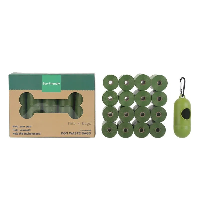 EPI degradable pet waste bags in green colour with optional dispenser unit