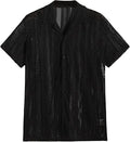 Men's button knitted short-sleeved shirt with jacquard craft texture in regular fit