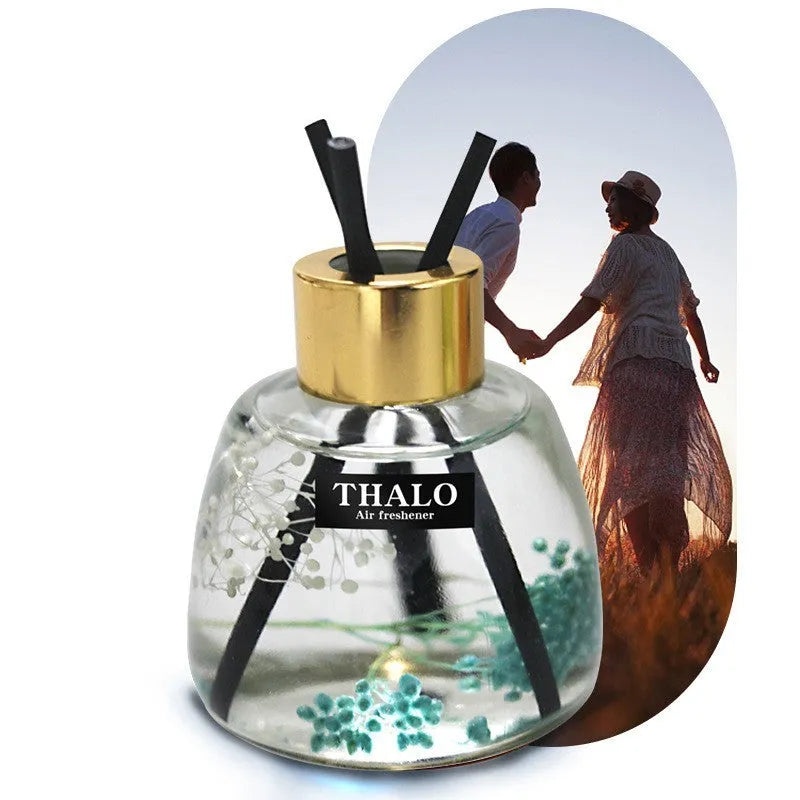 Handmade blown glass car perfume ornament with loose incense in bottle shape