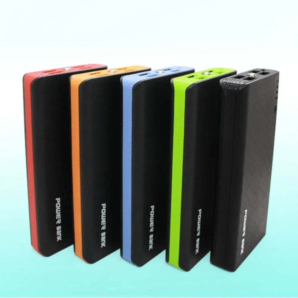20000mAh fast charging power bank in five colours: red, blue, green, yellow, black