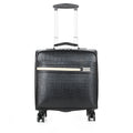 18 inch black PU leather business case with wheels and lockable closure
