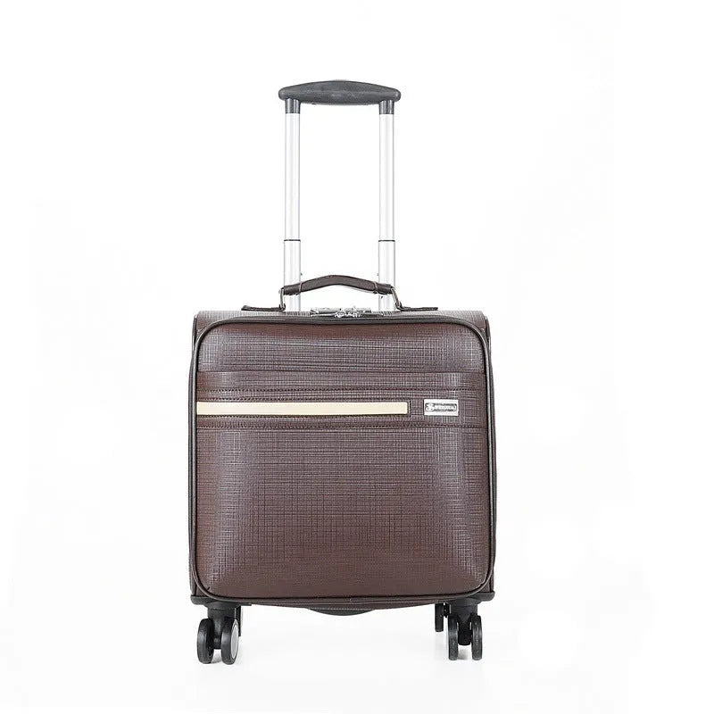 18 inch black PU leather business case with wheels and lockable closure