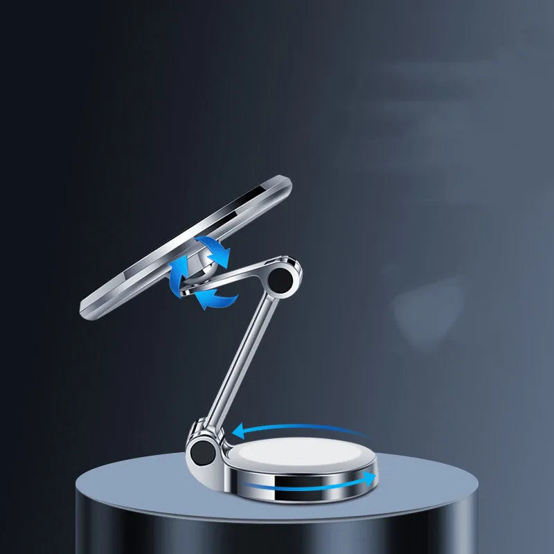 Car mobile phone holder with adjustable bracket and magnetic mounting on centre console