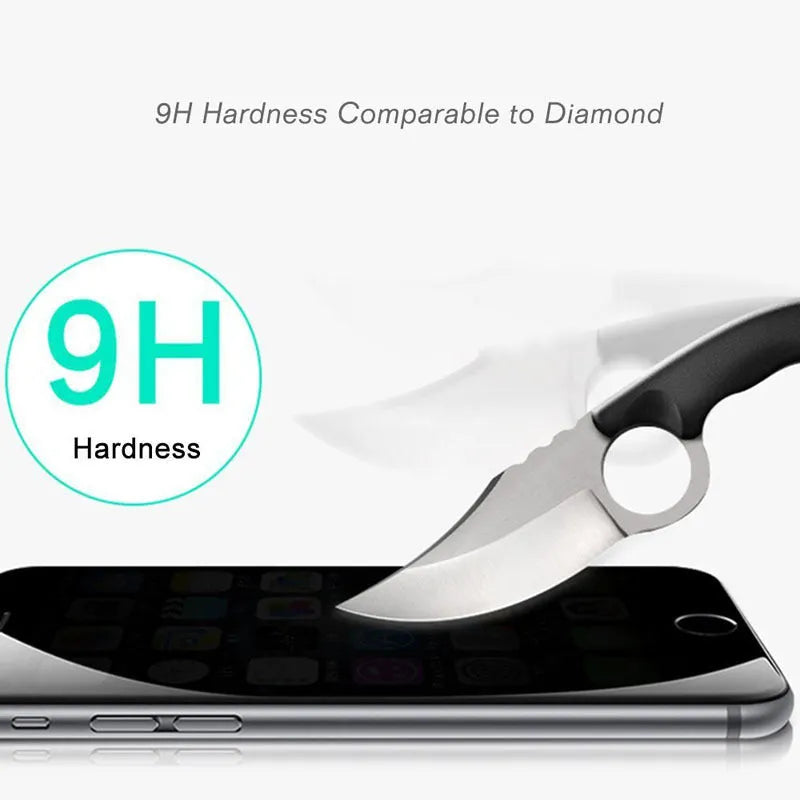 Black anti-peeping tempered glass screen protector for iPhone with privacy protection feature